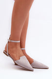 Elegant Eco-Suede Pointed Toe Ballerinas with Strap