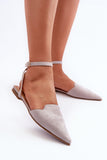 Elegant Eco-Suede Pointed Toe Ballerinas with Strap