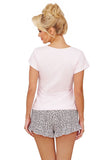 Charming Women's Cotton Pajama Set with Leopard Shorts