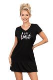 Charming Black Panther Cotton Nightgown with Frill Detail