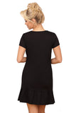Charming Black Panther Cotton Nightgown with Frill Detail