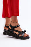 Stylish Platform Sandals with Bow and Velcro Fastening