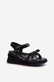 Stylish Platform Sandals with Bow and Velcro Fastening