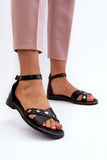 Stylish Women's Flat Leather Sandals with Adjustable Straps