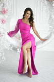 Elegant Sequin One-Shoulder Asymmetrical Dress with Slit