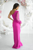 Elegant Sequin One-Shoulder Asymmetrical Dress with Slit