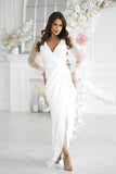 Chic Sequin Sleeve Dress with Heart Neckline and Slit