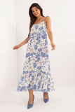 Floral Midi Summer Dress with Ruffle Hem and Strapless Neckline