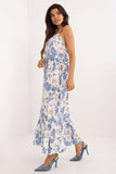 Floral Midi Summer Dress with Ruffle Hem and Strapless Neckline