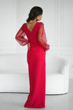 Chic Sequin Sleeve Dress with Heart Neckline & Slit