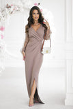 Chic Sequin Sleeve Dress with Heart Neckline & Slit