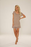 Elegant Viscose Nightgown with Tulle Sleeves for Women