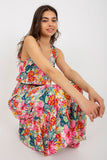 Heart Neckline Summer Dress with Ruffle Hem and Waistband