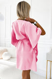 Pastel Pink Tie-Waist Butterfly Dress