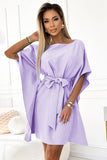 Feminine Heather Butterfly Dress with Tie Waist