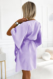 Feminine Heather Butterfly Dress with Tie Waist