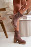 Chic Eco Suede Ankle Boots with Block Heel and Zipper