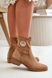 Elegant Women's Ankle Boots with Zipper and Low Heel