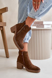 Cozy Eco Suede Ankle Boots with Block Heel & Fleece Lining
