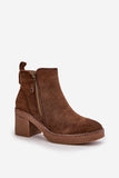 Cozy Eco Suede Ankle Boots with Block Heel & Fleece Lining