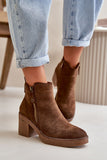 Cozy Eco Suede Ankle Boots with Block Heel & Fleece Lining