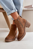 Cozy Eco Suede Ankle Boots with Block Heel and Zipper Closure