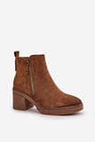 Cozy Eco Suede Ankle Boots with Block Heel and Zipper Closure
