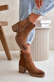 Cozy Eco Suede Ankle Boots with Block Heel and Zipper Closure