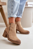 Eco Suede Women's Boots with Block Heel and Warm Lining