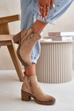 Eco Suede Women's Boots with Block Heel and Warm Lining