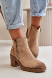 Eco Suede Women's Boots with Block Heel and Warm Lining