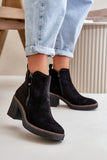 Cozy Eco Suede Ankle Boots with Block Heel & Zipper Closure
