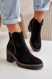 Cozy Eco Suede Ankle Boots with Block Heel & Zipper Closure