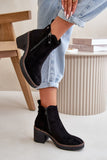 Cozy Eco Suede Ankle Boots with Block Heel & Zipper Closure