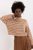 Striped Long Sleeve Sweater in Soft Acrylic-Wool Blend