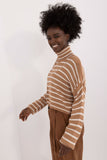 Striped Long Sleeve Sweater in Soft Acrylic-Wool Blend