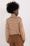 Striped Long Sleeve Sweater in Soft Acrylic-Wool Blend