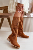 Stylish Eco Suede Over-the-Knee Women's Boots with Zipper