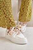 Eco Leather Women's Platform Sneakers with Decorative Lacing