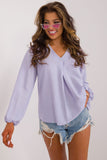 Elegant V-Neck Casual Blouse with Puffy Long Sleeves