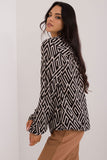 Eco-Friendly Geometric Blouse with Puff Sleeves and V-Neck