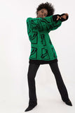 Casual Long Cut Women's Sweater with Print and Round Neckline