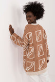 Elongated Casual Women's Sweater with Print and Long Sleeves