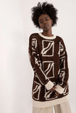 Casual Prolonged Cut Women's Sweater with Print
