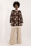 Casual Prolonged Cut Women's Sweater with Print