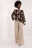 Casual Prolonged Cut Women's Sweater with Print