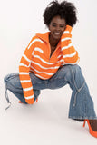 Striped Button-Up Collar Women's Sweater for Everyday Wear