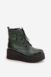Stylish Women's Leather Ankle Boots with Wedge Platform