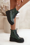 Stylish Women's Leather Ankle Boots with Wedge Platform