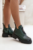 Chic Women's Leather Ankle Boots with Chunky Heel and Zipper
